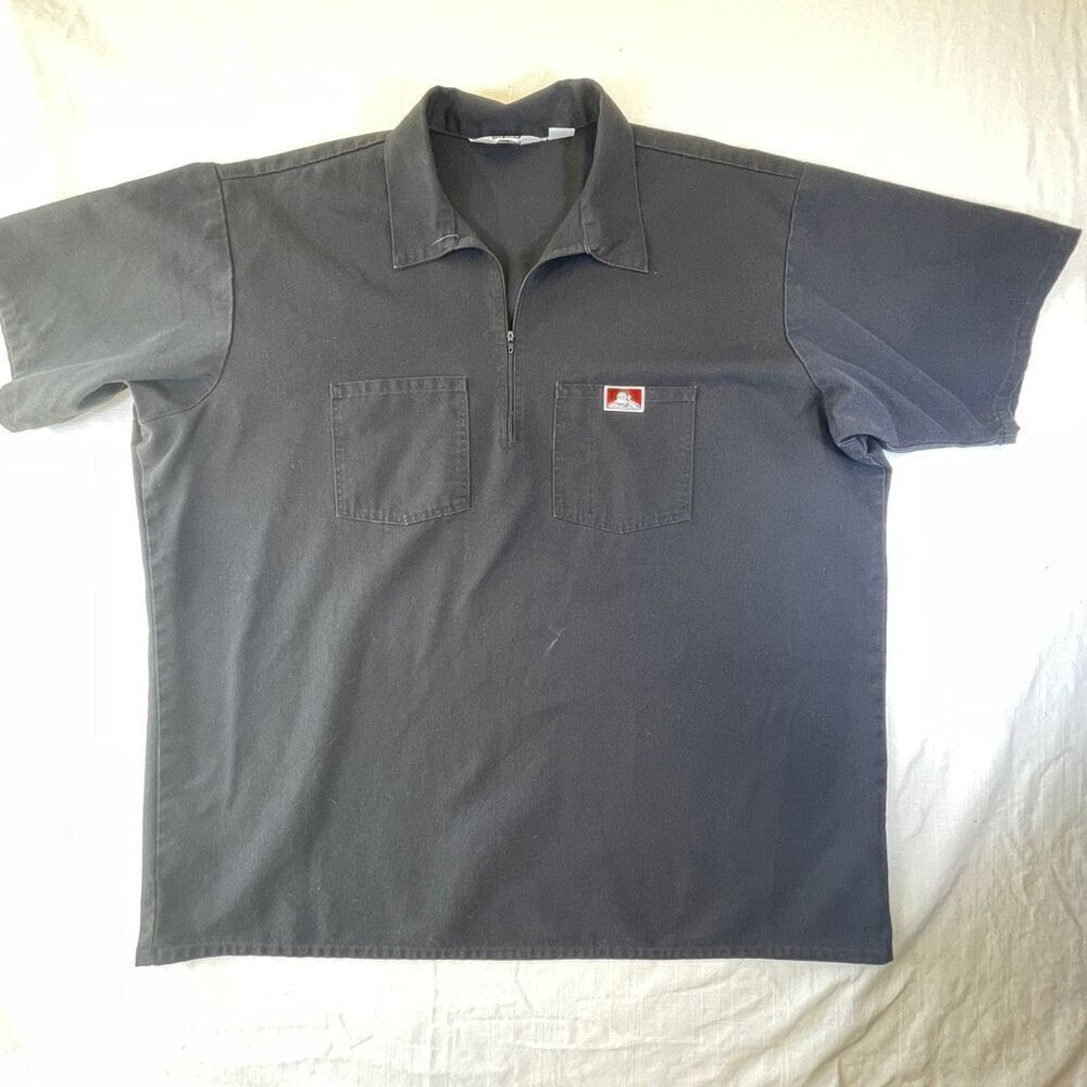 Vintage Ben Davis Black Work Shirt Made in USA  3XL 1/4 zip pullover
